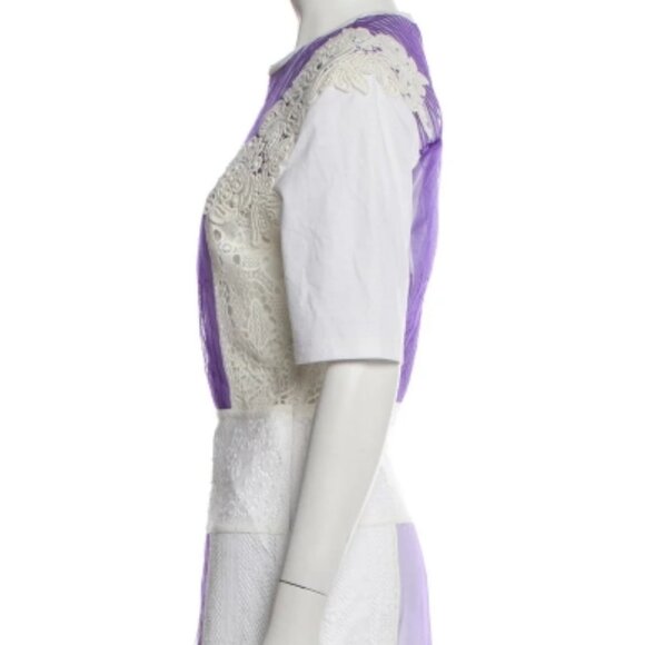 Burberry Striped Lace/Mesh Lavender/White Long Dress S - Picture 2 of 7